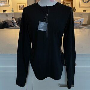 Eddie Bauer LS Shoreline Rashguard 1/4 Zip UPF 50 Sun Protection Top Black Sz S